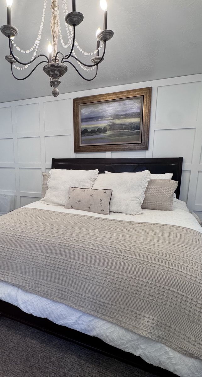 King  Bed Frame With Leather Headboard