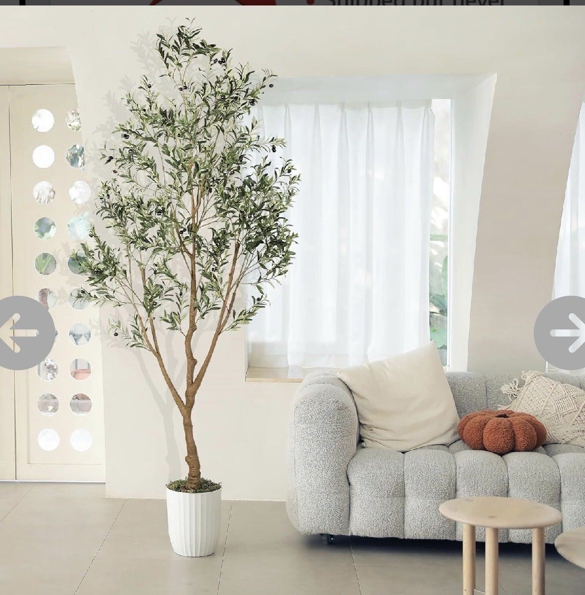 New! Lifelike 8ft Artificial Olive Tree with Black Olives - Realistic Faux Plant Decor