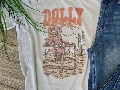 Dolly Parton Vintage Style Graphic T-Shirt Large White