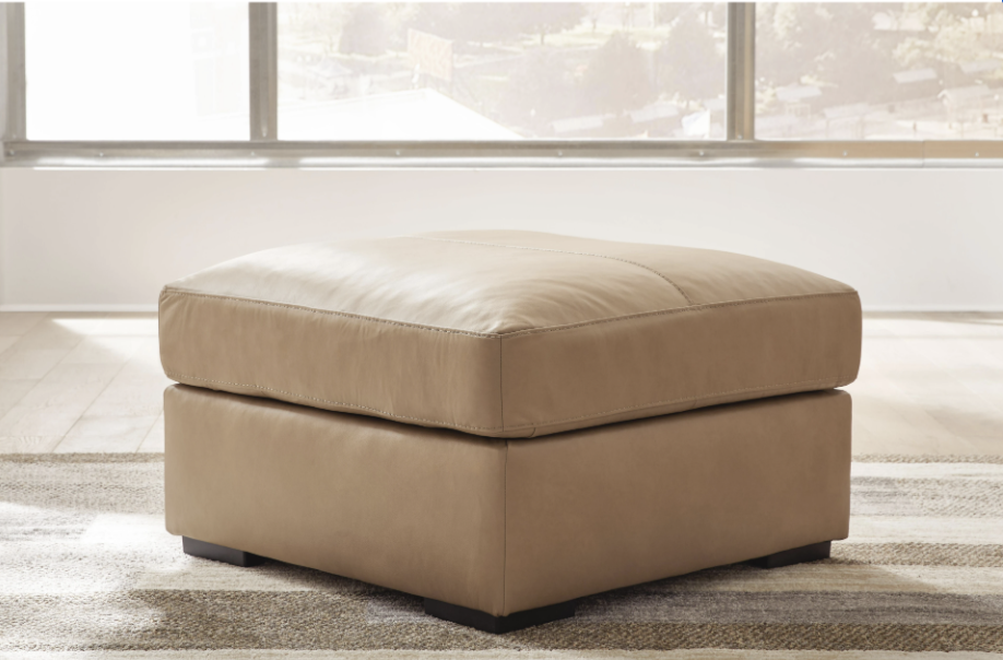 Oversized Leather Ottoman - Toffee Color