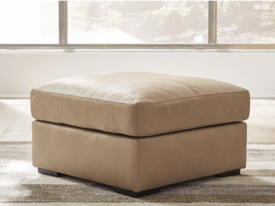 Oversized Leather Ottoman - Toffee Color