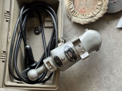 Vintage metal-bodied tool is a Sioux Tools Model 1200 heavy-duty electric polisher or sander. $24