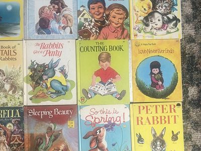 Vintage Wonder/Happy Day Books Lot: Cinderella, Peter Rabbit, Trains, Jesus Makes Me Happy - Children's Collectible