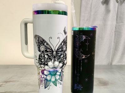 New Tumbler Gift Set Engraved White Black Mystic