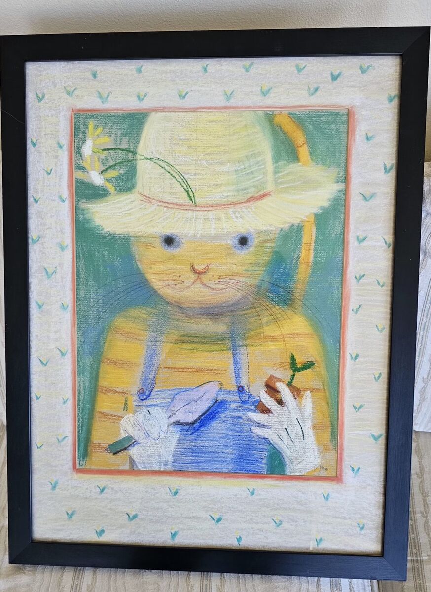 "Cat Garnder" Original by Liza Jones 26"x20" Frame