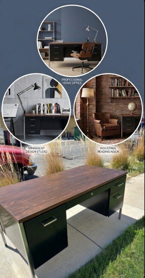 Authentic Vintage Industrial Tanker Desk - Solid S