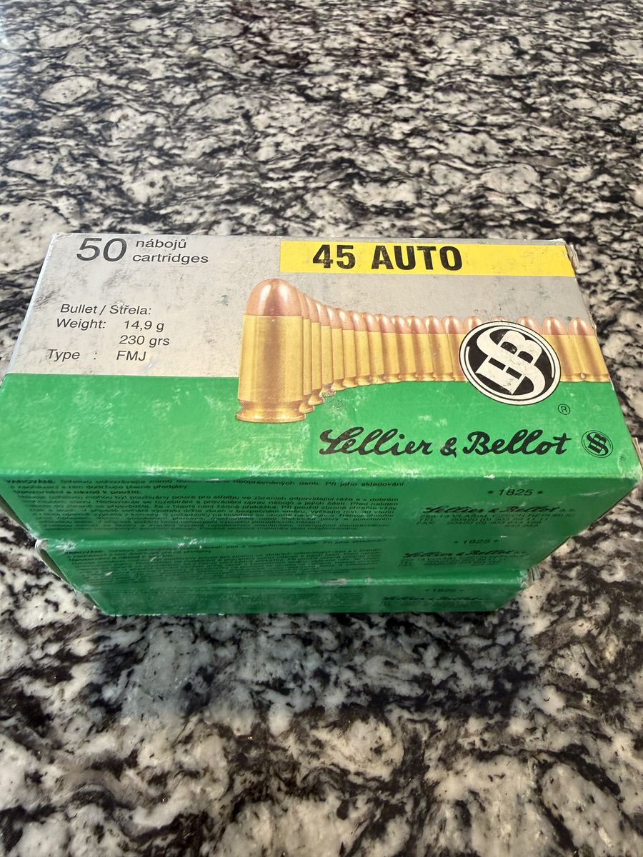 Sellier & Bellot 45 AUTO 150 rounds 230 GR, FMJ $50.00