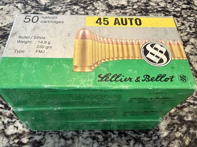 Sellier & Bellot 45 AUTO 150 rounds 230 GR, FMJ $50.00