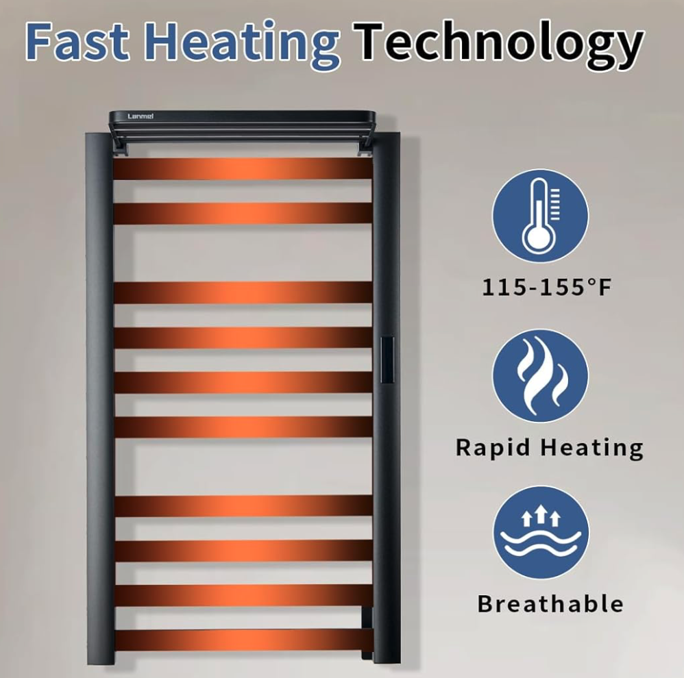 LANMEL 10-Bar Towel Warming Rack