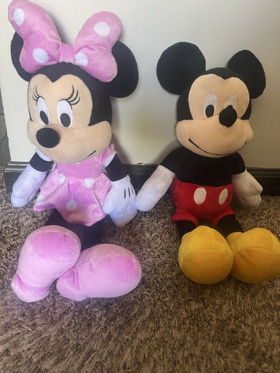 Disney Minnie Mouse & Mickey Mouse Plush Set - Pink & Red Outfits, Large Stuffed Animals