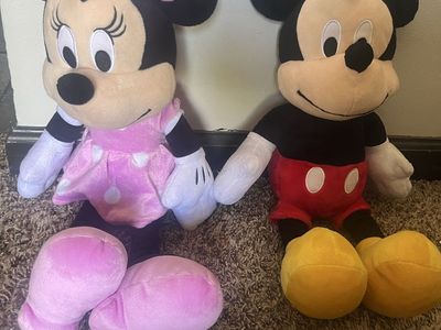 Disney Minnie Mouse & Mickey Mouse Plush Set - Pink & Red Outfits, Large Stuffed Animals