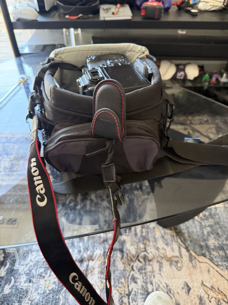 Canon EOS DSLR Camera with Two Lenses and Lowepro Bag