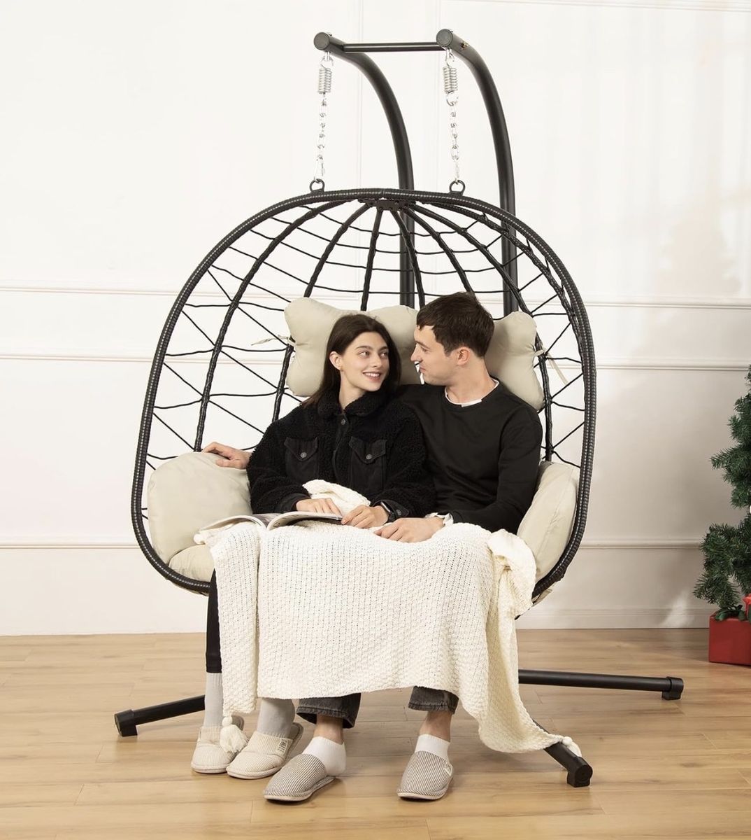 New Double Egg Chair Swing with Stand