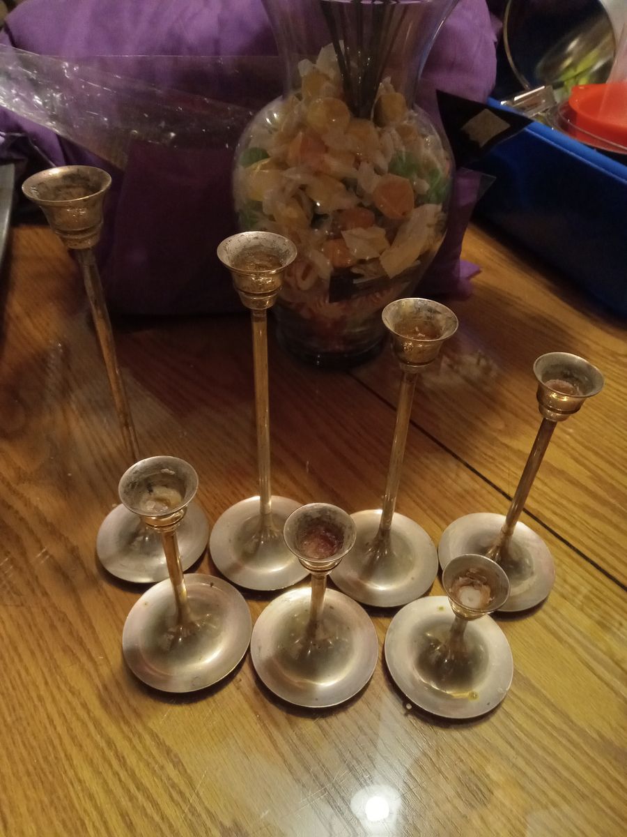Vintage, silver candle stick holder set of 7, great condition,