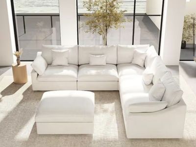CLOUD COUCH Linen White Brand New Modular Sectional Sofa – Save $650+!