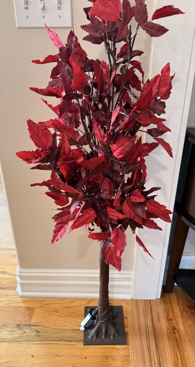 Artificial Red Leaf Lighted Tree Holiday Decor