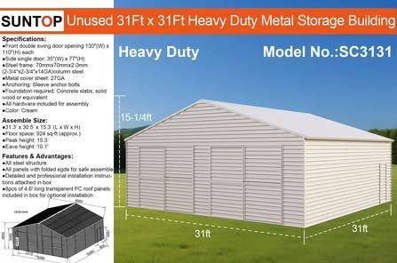 31 x 31 Metal storage building