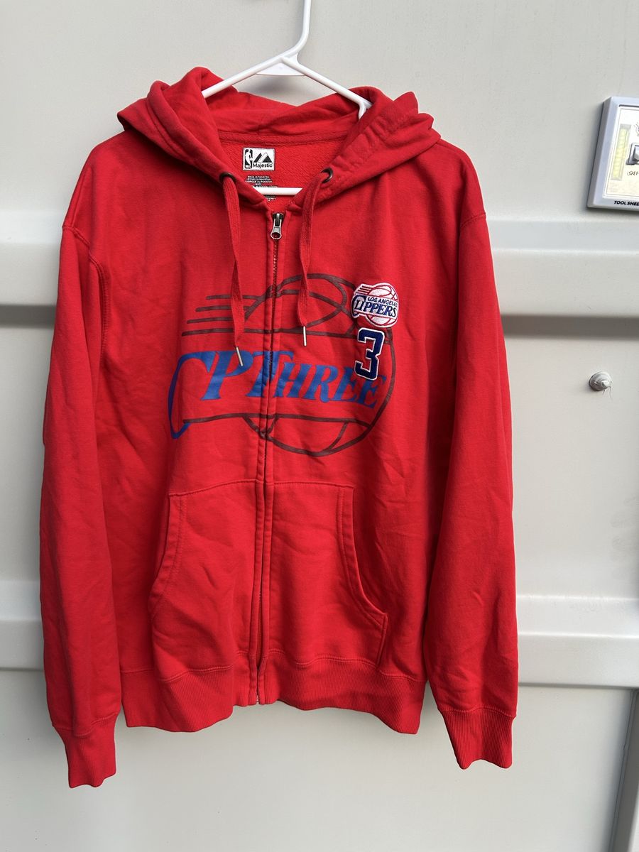 Majestic LA Clippers Chris Paul CP3 Full Zip Hoodie Red Men's Size Medium