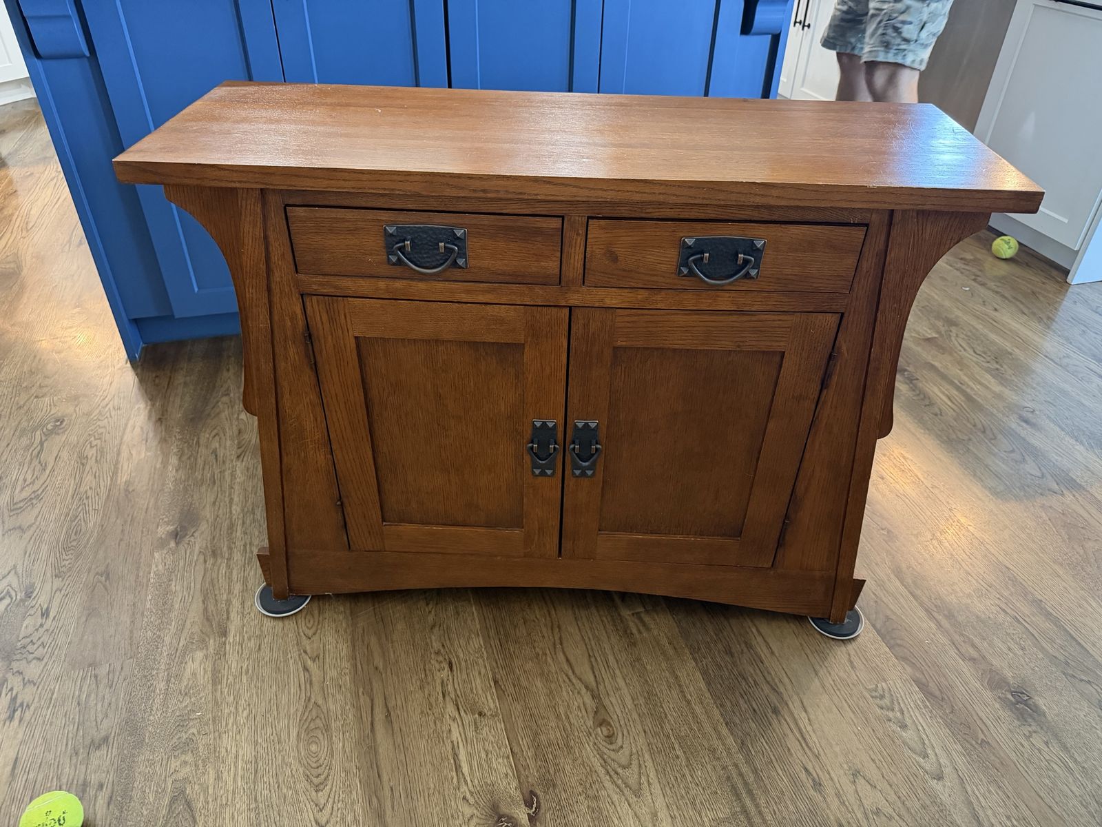 Mission Style Oak Sideboard Cabinet with Drawers and Storage