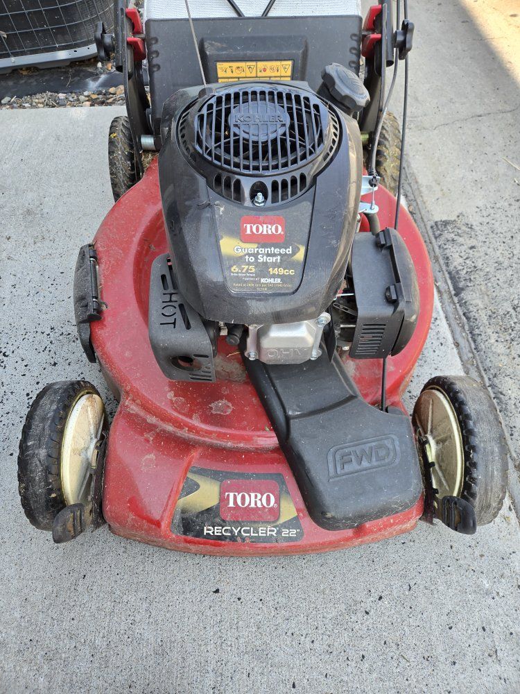 Toro Recycler 22 Lawn Mower, Toro Blower Vac & String Trimmer Lawn Care Bundle
