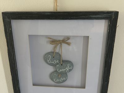 Rustic Framed “Live Laugh Love” Stone Wall Art