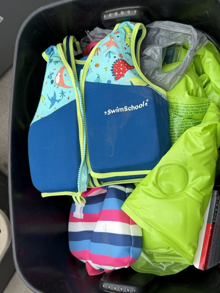 Kids’ Swim Gear Bundle – Vests, Inflatables, Pump & New Snorkel Set – $30 OBO