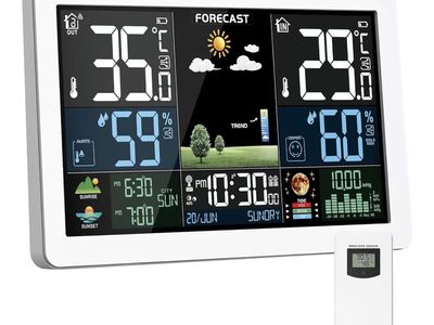 Wireless Weather Station with 7.5" LCD HD Color Screen, Indoor/Outdoor Temp, Humidity, Forecast & Alarm.
