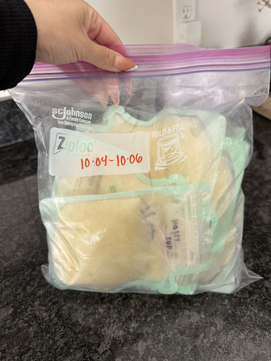 Bagged frozen breast milk