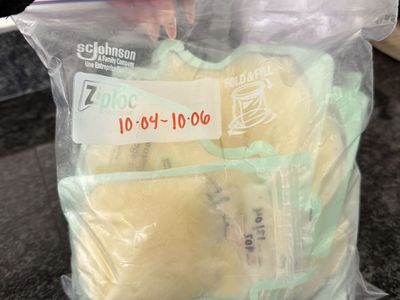 Bagged frozen breast milk