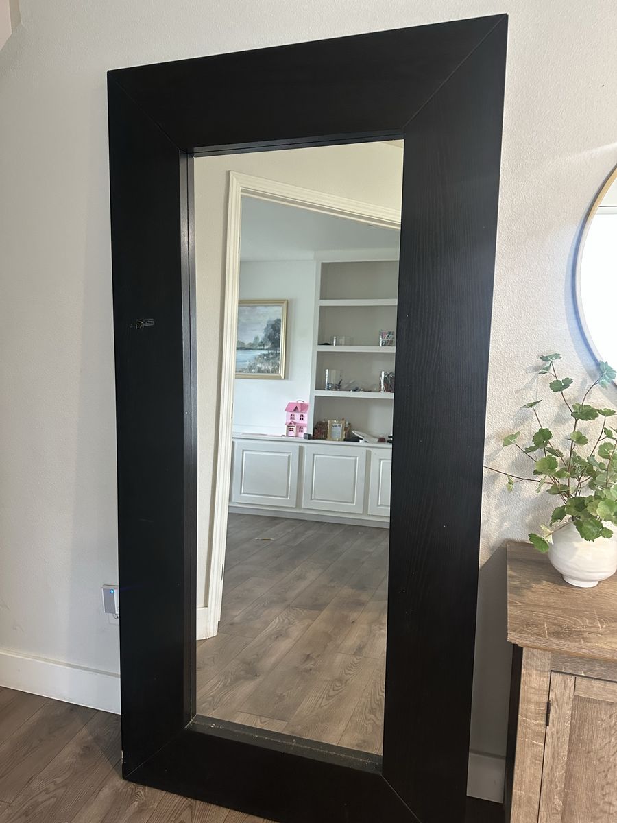 Large Black Wood Frame Full Length Floor Mirror