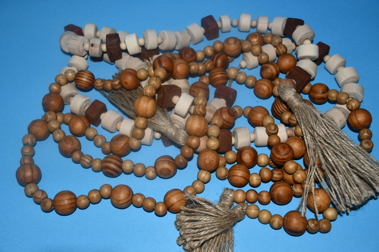 2 "WOOD BEAD GARLANDS" ~ 64" & 72" in LENGTH ~ VERY NICE ~ BOTH FOR $5