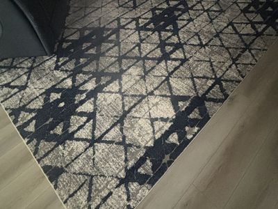 Modern Geometric Area Rug - Gray and Dark Blue Pattern