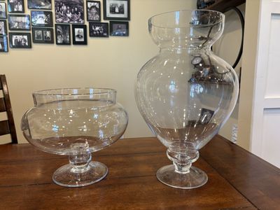 2 Large Apothecary Pedestal Jars