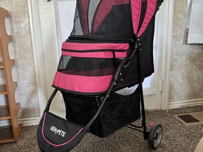 Gen7Pets Pink and Black Folding Dog/Cat Pet Stroller