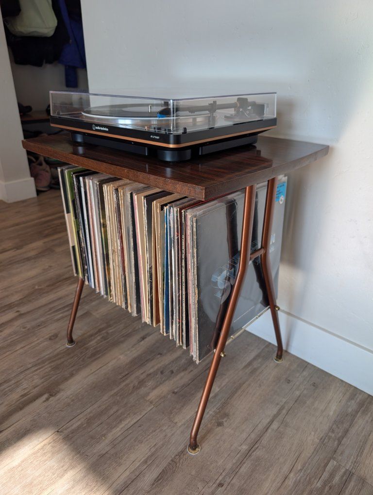 Vintage 1960s Mid-Century Modern Turntable Stand & Vinyl Record Rack
