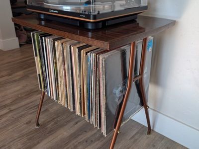 Vintage 1960s Mid-Century Modern Turntable Stand & Vinyl Record Rack