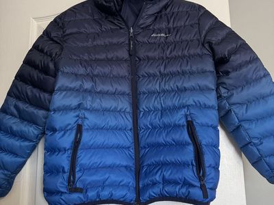 Eddie Bauer Reversible Down Puffer Jacket Blue Ombre and Black Green Size 12 (2 x $10)