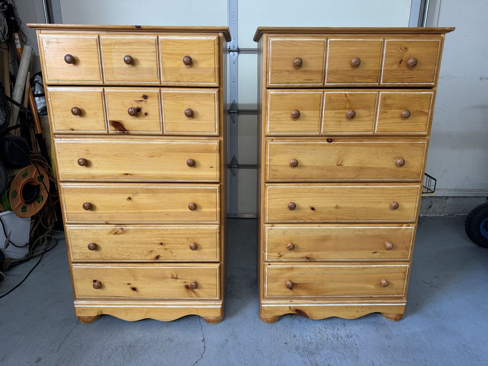 Two Matching Solid Pine Tall Dressers