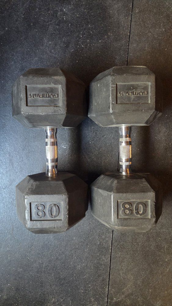 80lb dumbbell set Rubber Hex