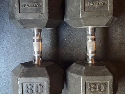 80lb dumbbell set Rubber Hex