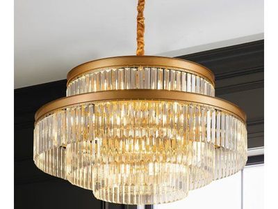 31.5" 18-Light Modern Crystal Chandelier Gold 4-Tier Luxury Pendant Lighting