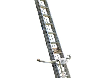 Werner D1224-2 24 ft Aluminum Extension Ladder - 225 lbs Load Capacity, Type II Medium Duty/ Incl Stabilizer bar and cover pads