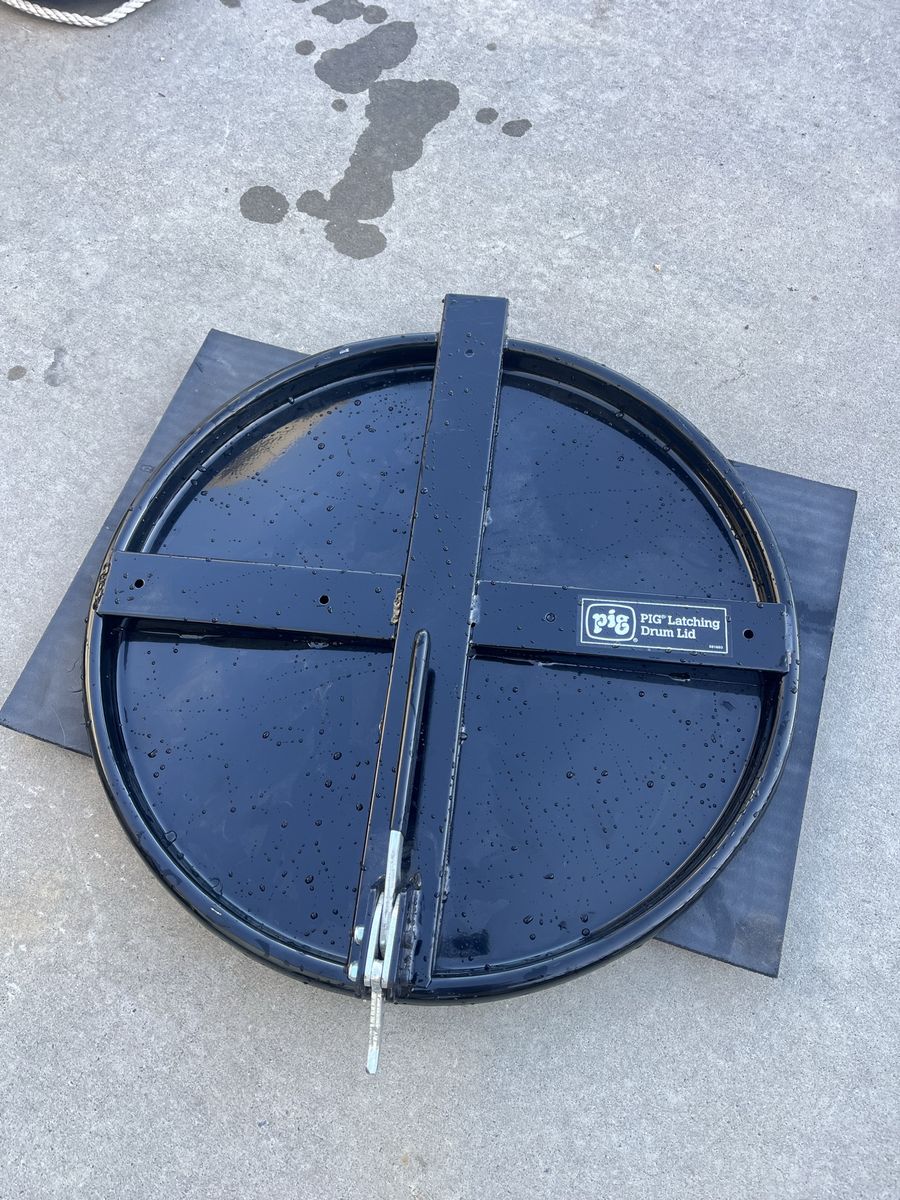 PIG Latching Drum Lid - Heavy Duty Black Steel - Spill Containment Solution