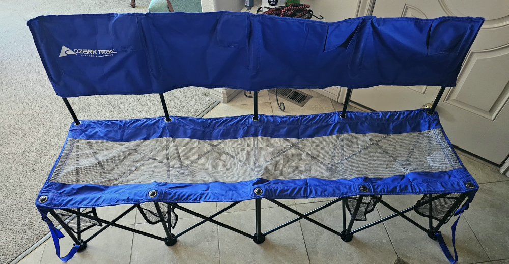Ozark Trail Convertible Bench and Table Camping Outdoor Blue 4-Seat Portable Folding Bench