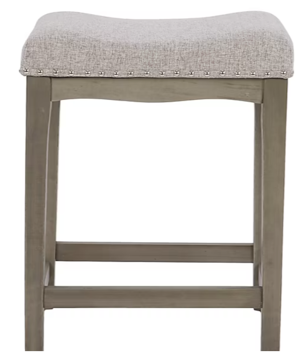 New Allen + Roth Gray 24in Counter Height Upholstered Wood Bar Stools
