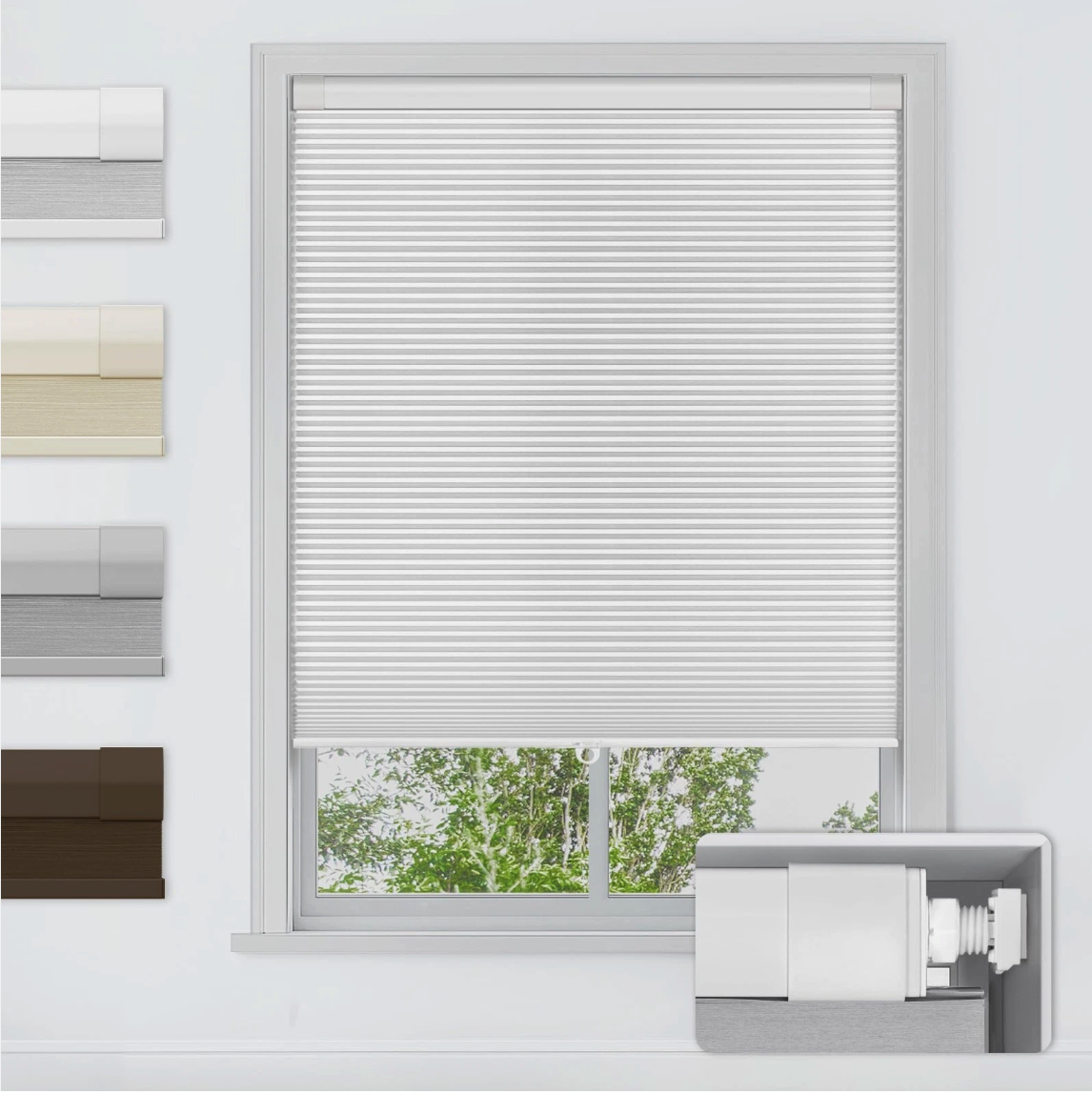 LazBlinds No Drill Cordless Cellular Blackout Shades 32x64 White Honeycomb