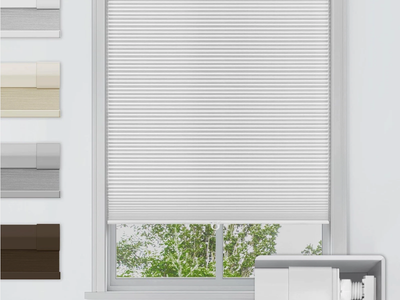 LazBlinds No Drill Cordless Cellular Blackout Shades 32x64 White Honeycomb