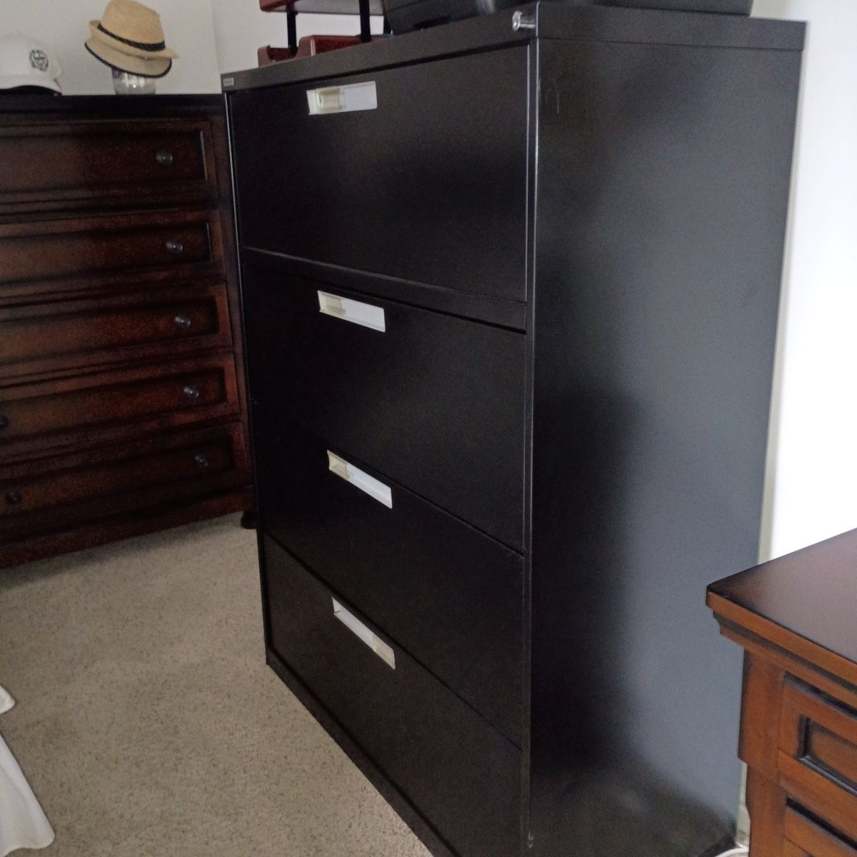 Black 4-Drawer Lateral Metal Filing Cabinet Office Storage