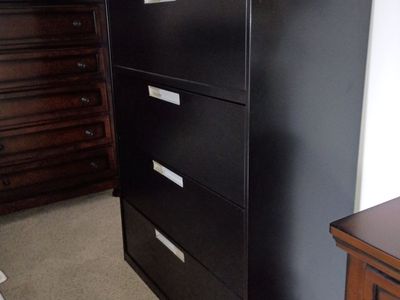 Black 4-Drawer Lateral Metal Filing Cabinet Office Storage