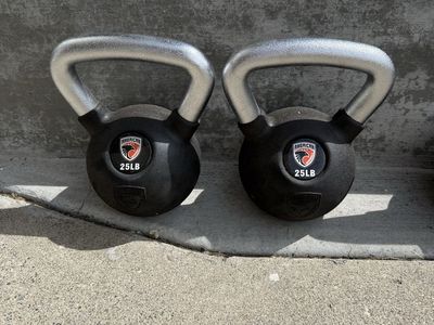 New 25 Pound American Barbell Urethane Kettlebell Set 50 Pounds Total
